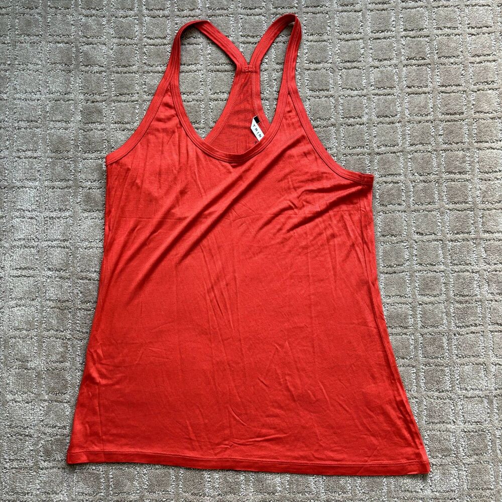 Trina Turk Racer Back Tank Top Women's Medium 100% Viscose Red Orange Vacation